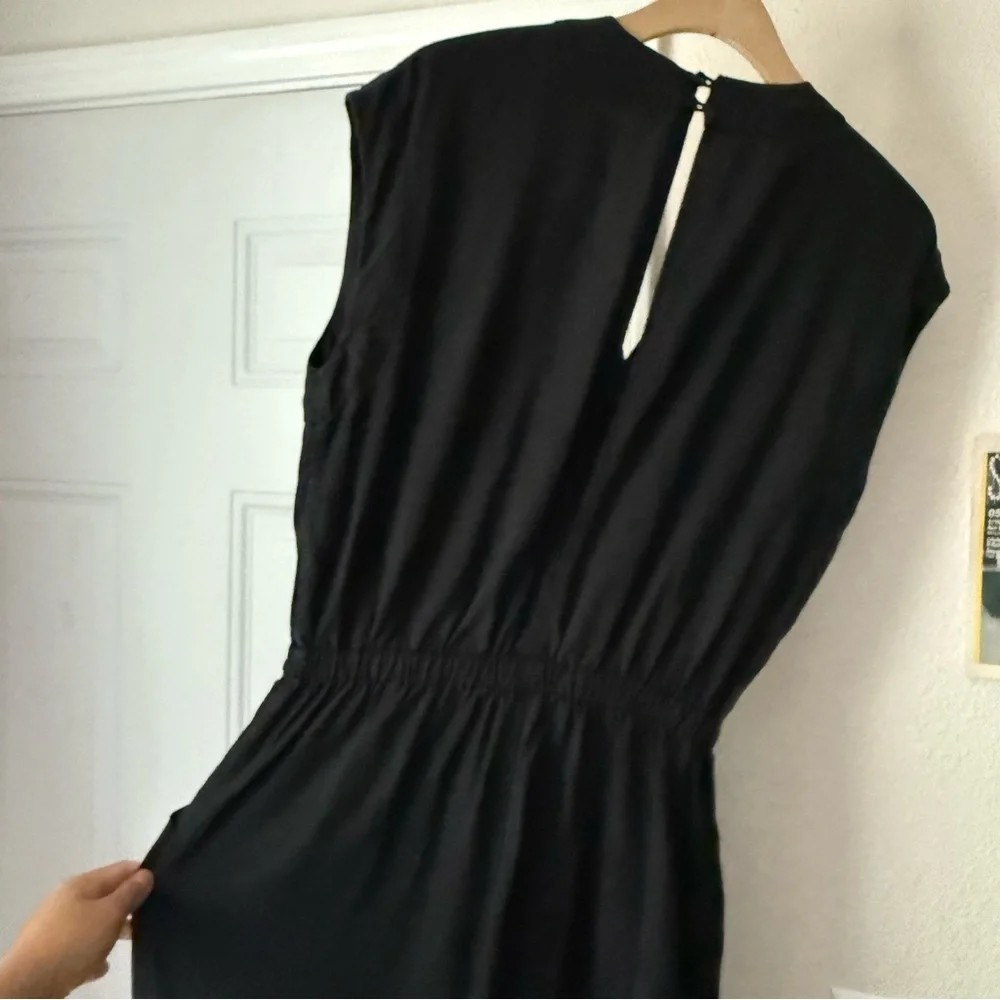7115 BY SZEKI black tencel sleeveless v neck cropped slim leg‎ jumpsuit